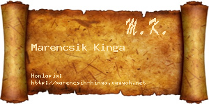 Marencsik Kinga névjegykártya